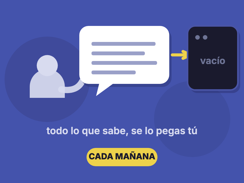 Persona explicando el contexto de su negocio a un chat de inteligencia artificial que arranca vacío