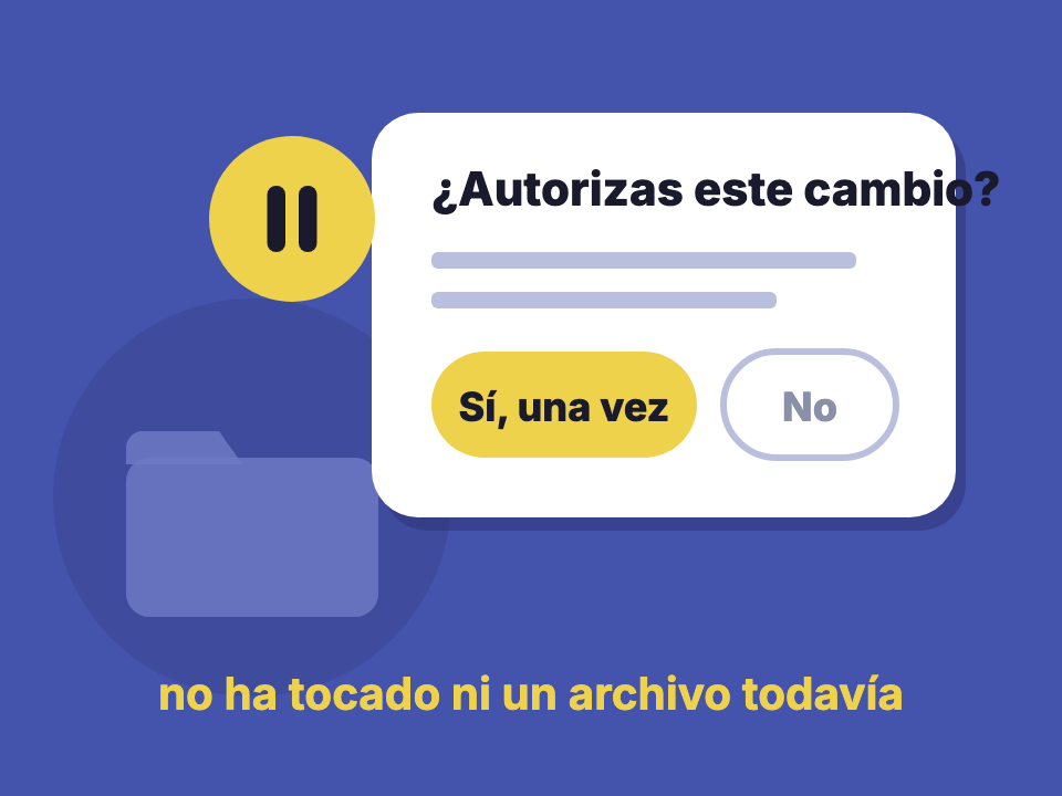 El asistente de IA se detiene y pide autorización antes de modificar un archivo