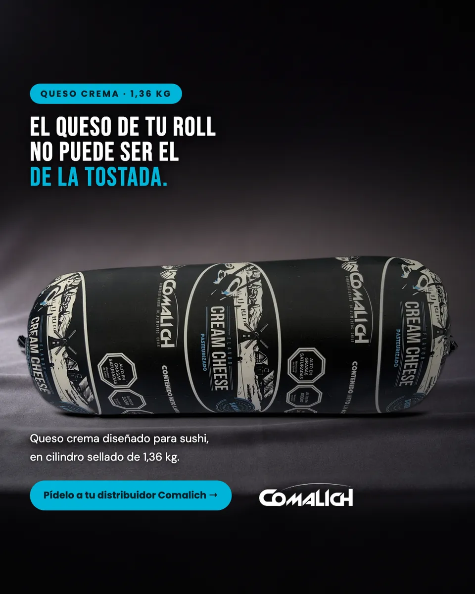 Anuncio 4:5 de queso crema sobre fondo oscuro con el titular «El queso de tu roll no puede ser el de la tostada»